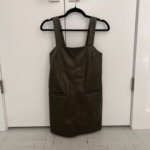 Abercrombie & Fitch Olive Green Vegan Leather Shift Mini Dress